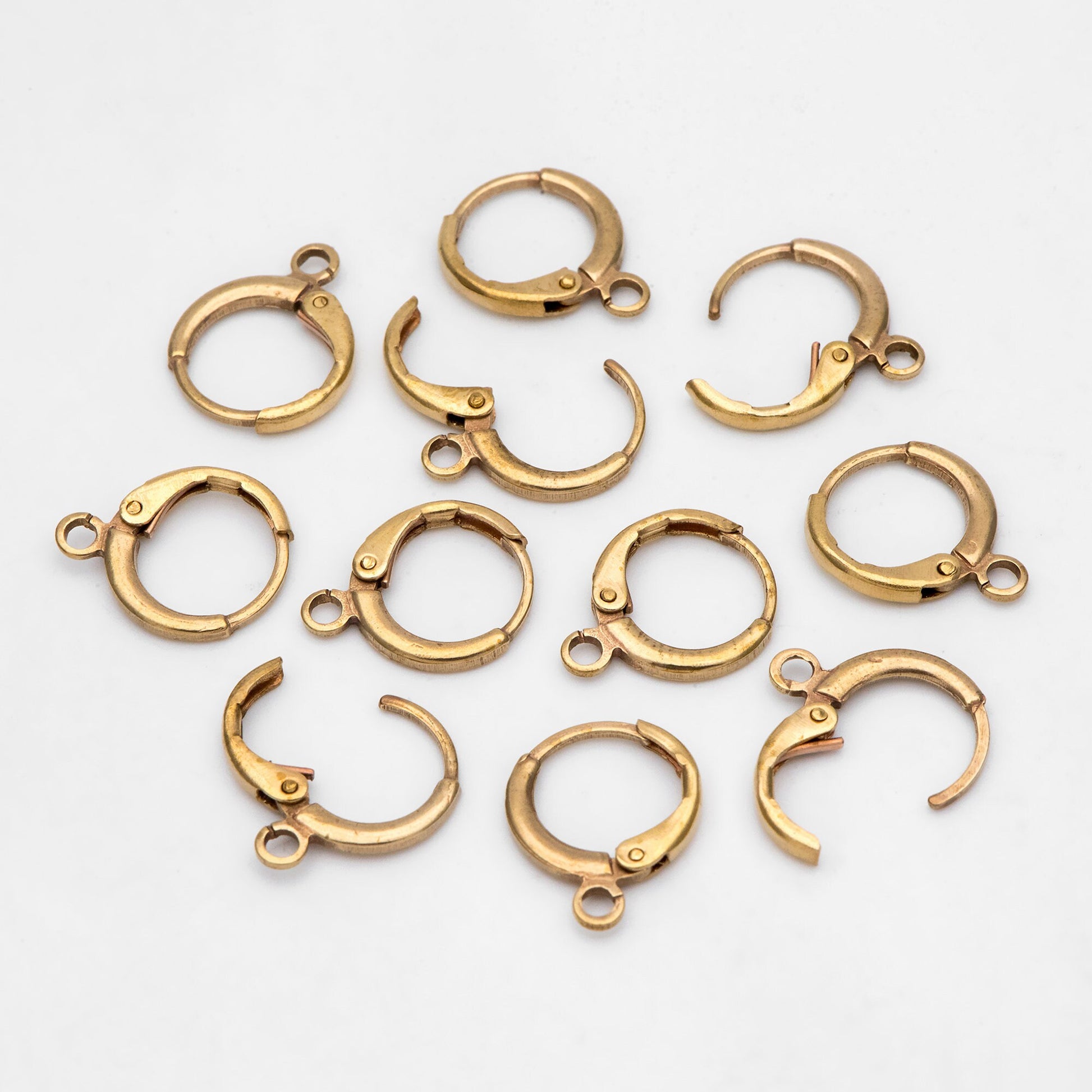 20pcs Raw Brass Round Leverback Earrings, Brass Ear Hooks (RB-312)