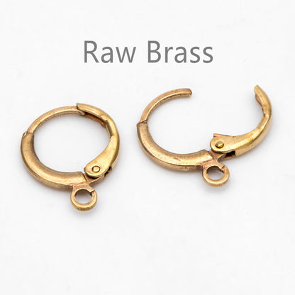 20pcs Raw Brass Round Leverback Earrings, Brass Ear Hooks (RB-312)