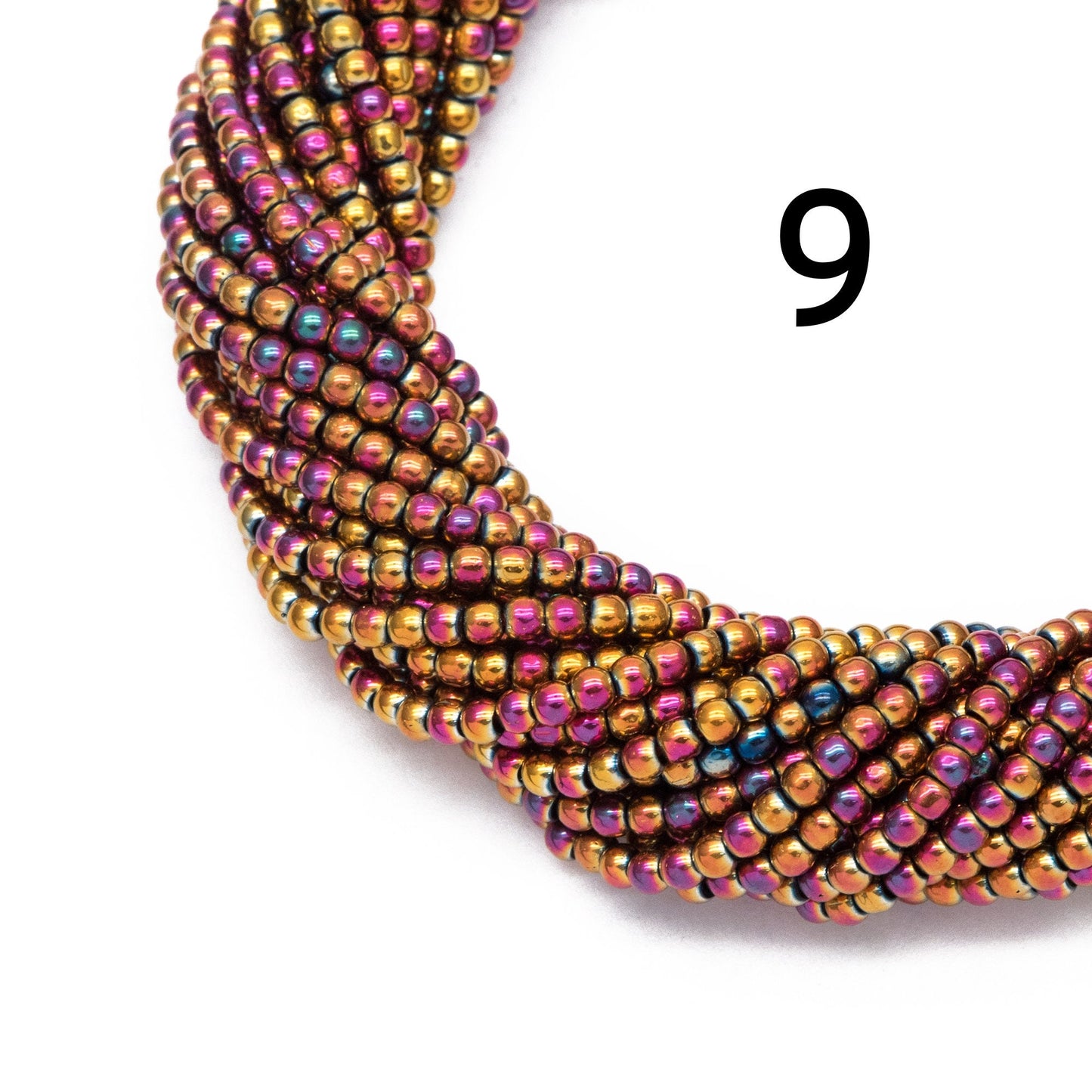 175pcs Smooth Round Glass beads 2mm, Metallic Color beads, 14" Strand (GM-038)