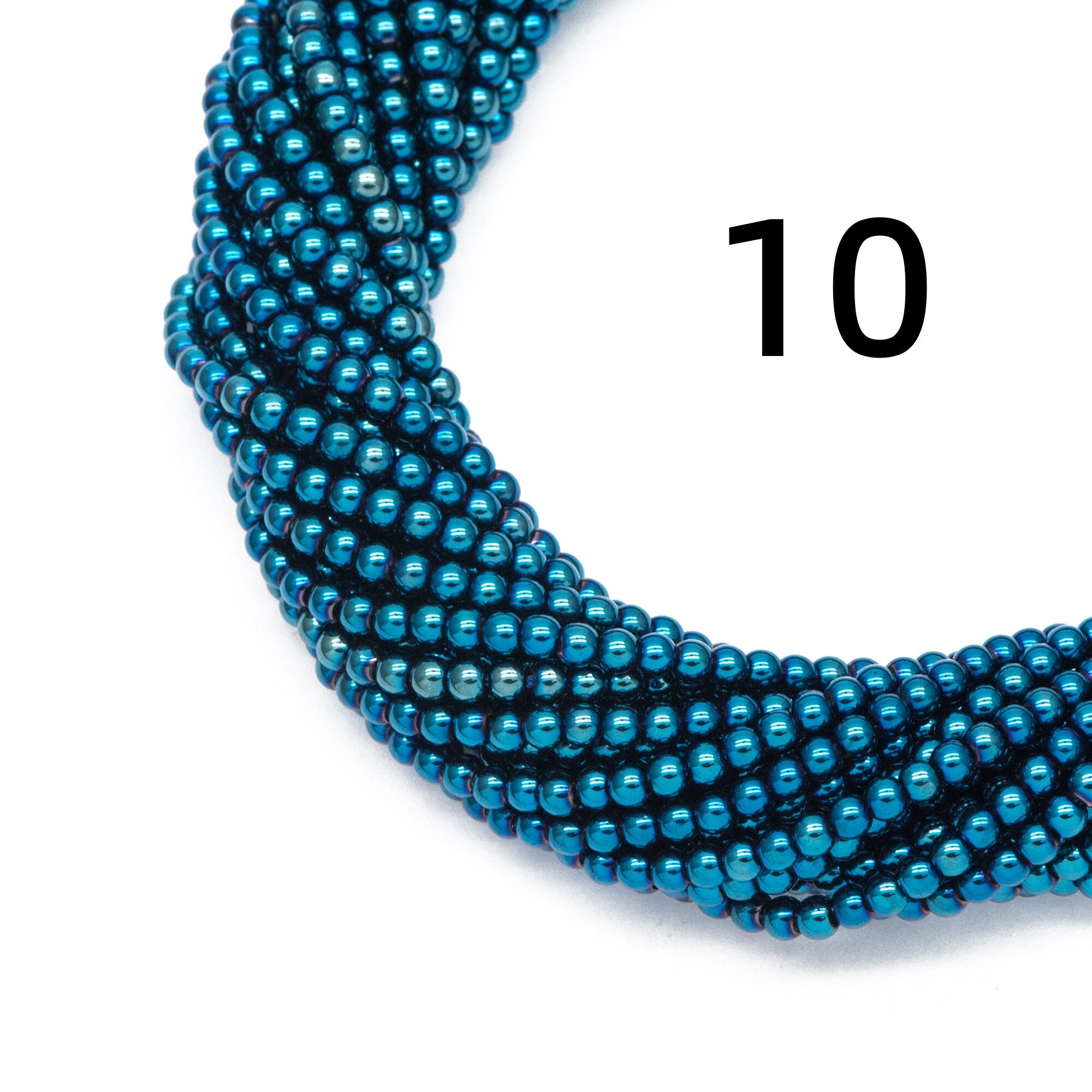 175pcs Smooth Round Glass beads 2mm, Metallic Color beads, 14" Strand (GM-038)