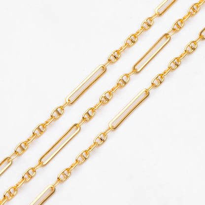 18K Gold Plated Anchor with Long Oval Chain 2.5mm, Quality Necklace Bracelet Findings Wholesale (#LK-565)/ 1 Meter=3.3 ft