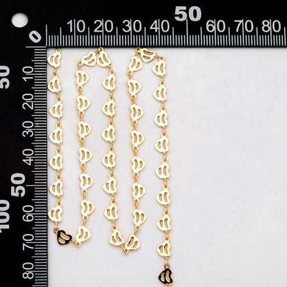 18K Gold plated Brass Heart Chain 5mm (#LK-566)/ 1 Meter=3.3 ft