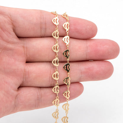 18K Gold plated Brass Heart Chain 5mm (#LK-566)/ 1 Meter=3.3 ft