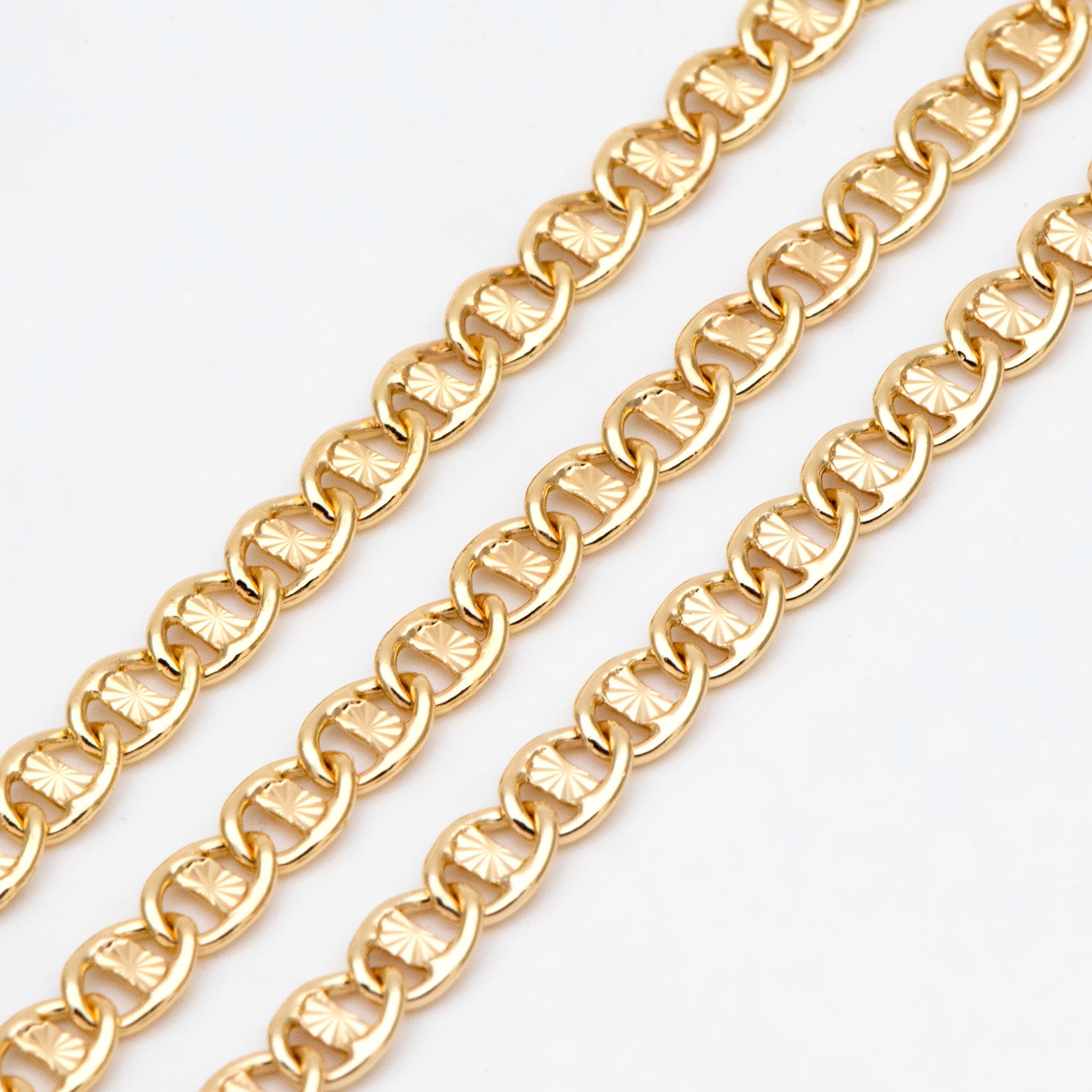 Dainty Mariner Anchor Chain 4.4mm, Oval Link Chain, 18K Gold plated Brass Chain, Necklace Findings Wholesale (#LK-567)/ 1 Meter=3.3 ft