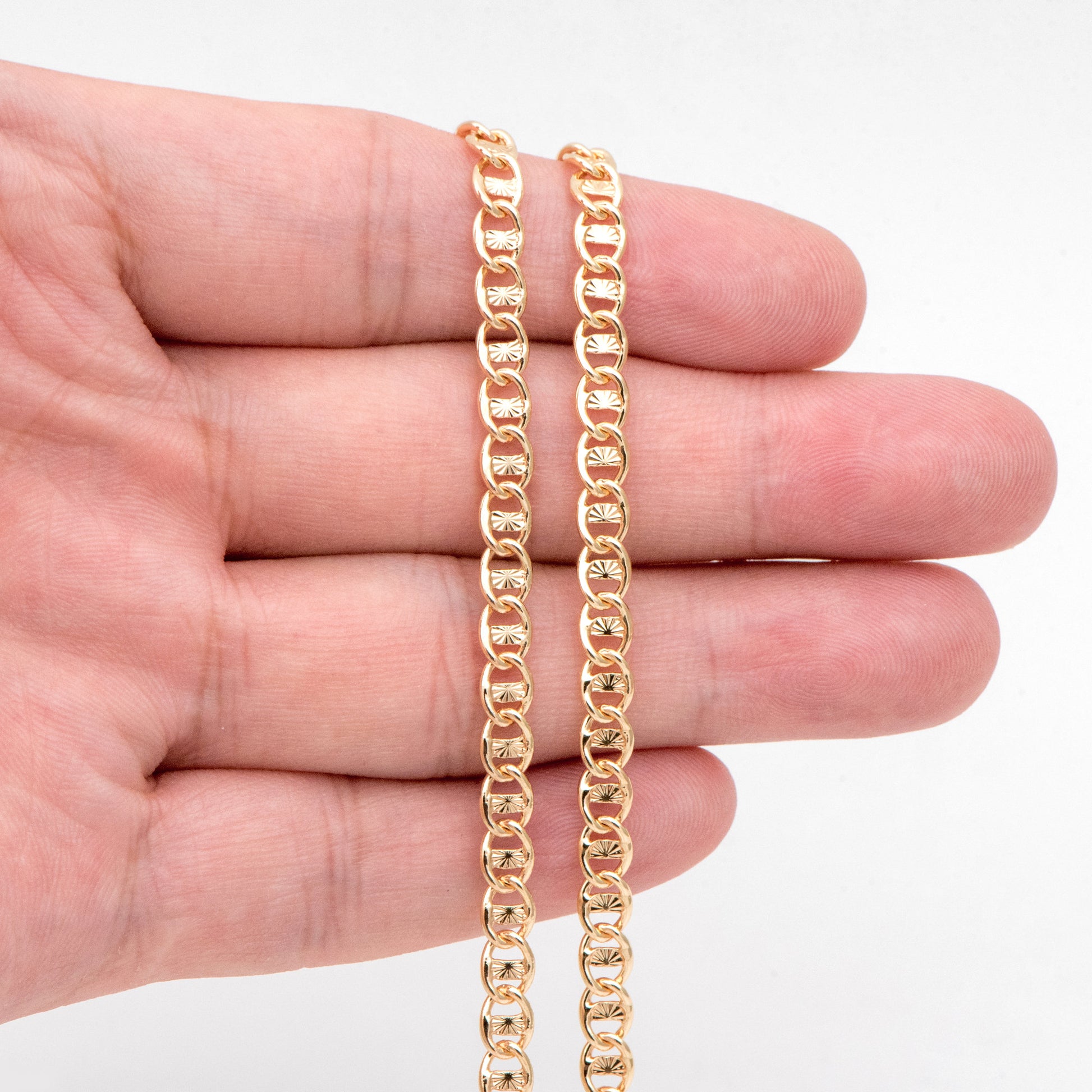 Dainty Mariner Anchor Chain 4.4mm, Oval Link Chain, 18K Gold plated Brass Chain, Necklace Findings Wholesale (#LK-567)/ 1 Meter=3.3 ft