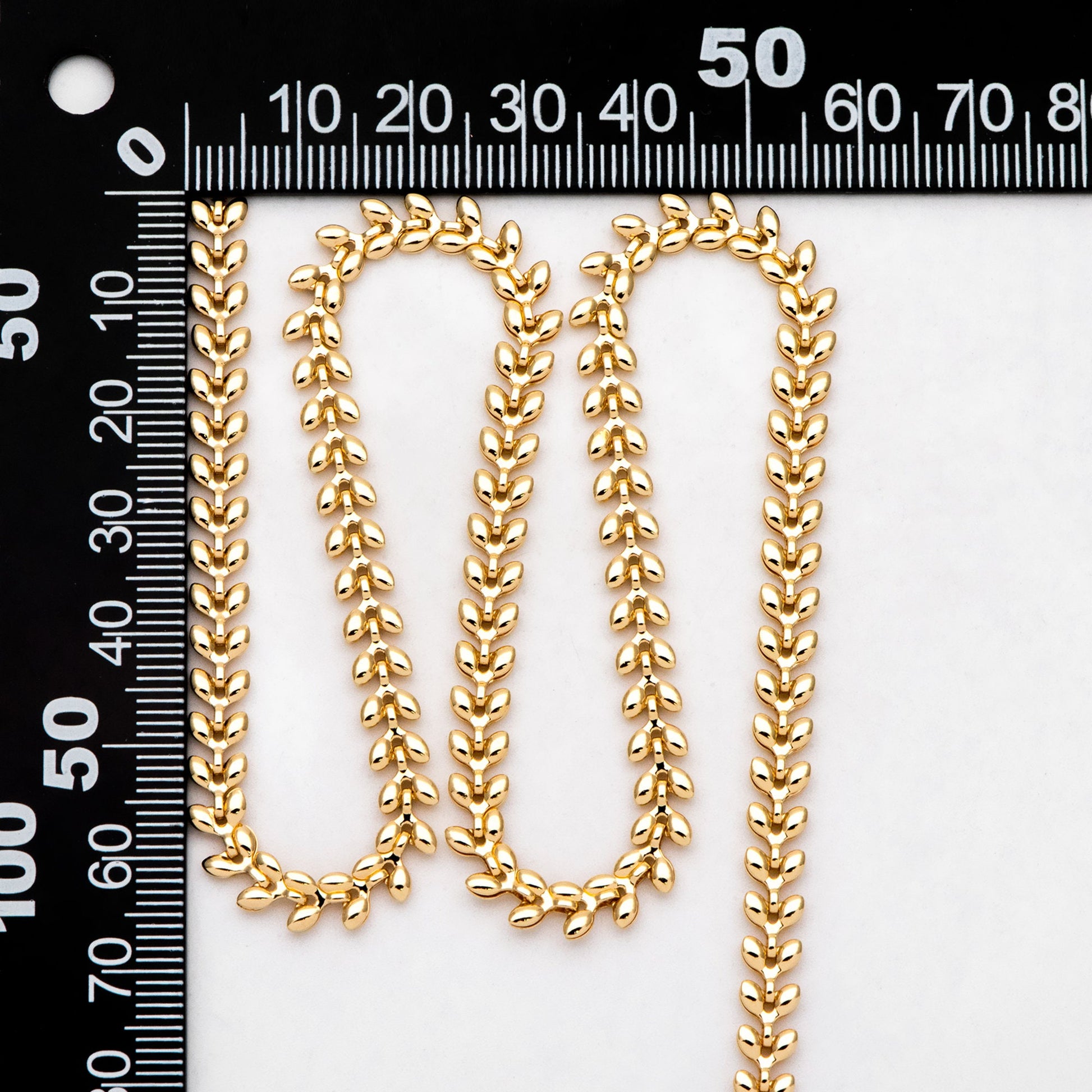 Gold plated Brass Chevron Leaf Chain 5.3mm, Decorative Herringbone Chain, Arrow Designer Chain (#LK-568)/ 1 Meter=3.3ft