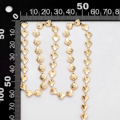 Gold/ Sliver Tone Shell Chain, 18K Real Gold/ Rhodium plated Brass, DIY Necklace Bracelet Wholesale (#LK-571)/ 1 Meter=3.3ft