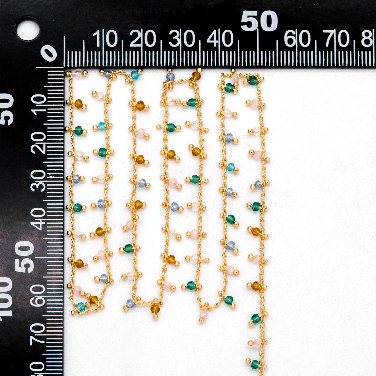 Gold Beaded Chain, Curb Chain with 2mm Round Beads, DIY Necklace Bracelet Chain Supplies (#LK-574)/ 1 Meter=3.3ft