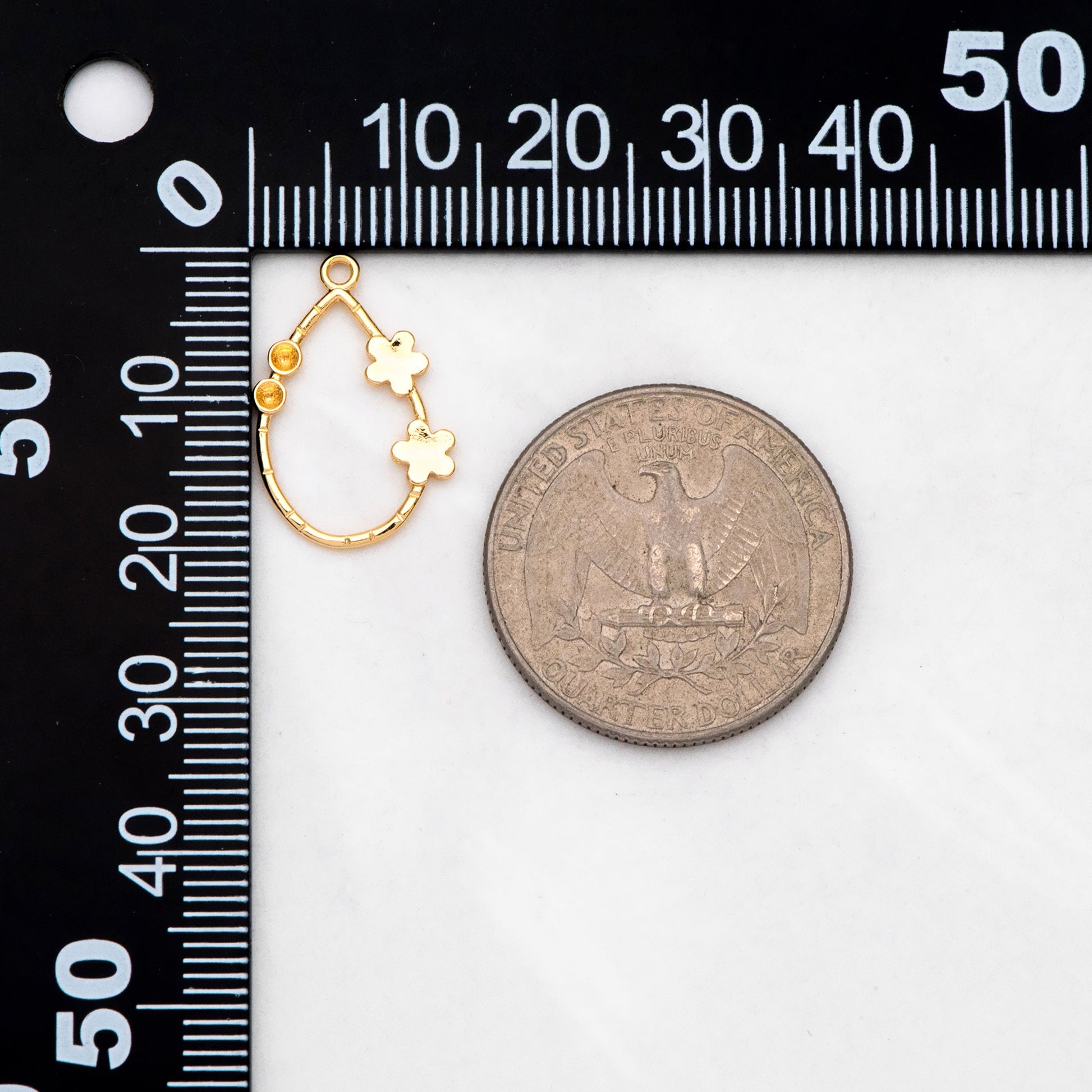 10pcs 18K Gold Flower Teardrop Charms 20x13mm (GB-3190)