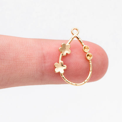 10pcs 18K Gold Flower Teardrop Charms 20x13mm (GB-3190)