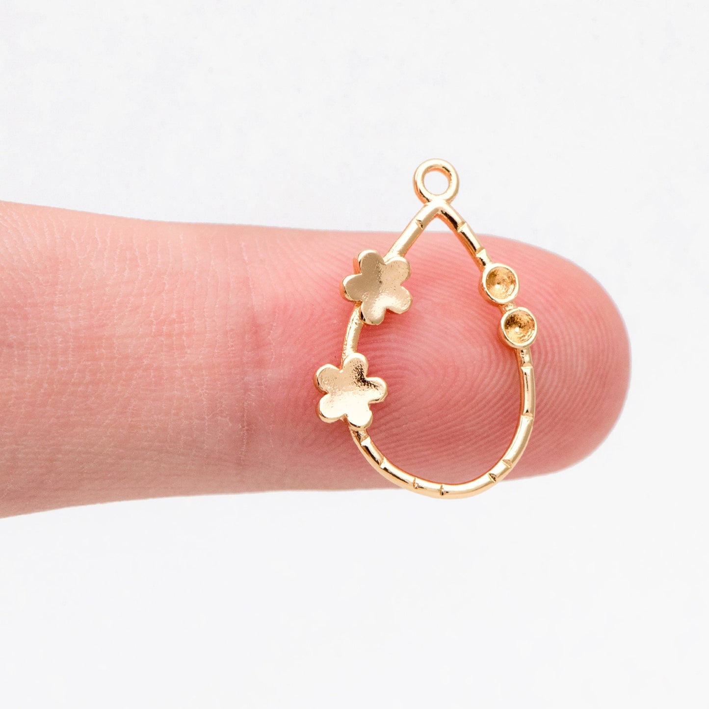 10pcs 18K Gold Flower Teardrop Charms 20x13mm (GB-3190)