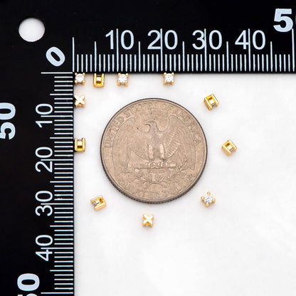 10pcs CZ pave Gold/ Silver Cube Beads 2.5/ 4mm, 18K Gold/ Rhodium plated Brass Spacer Beads, Jewelry Making Diy Material Supplies (GB-3192)