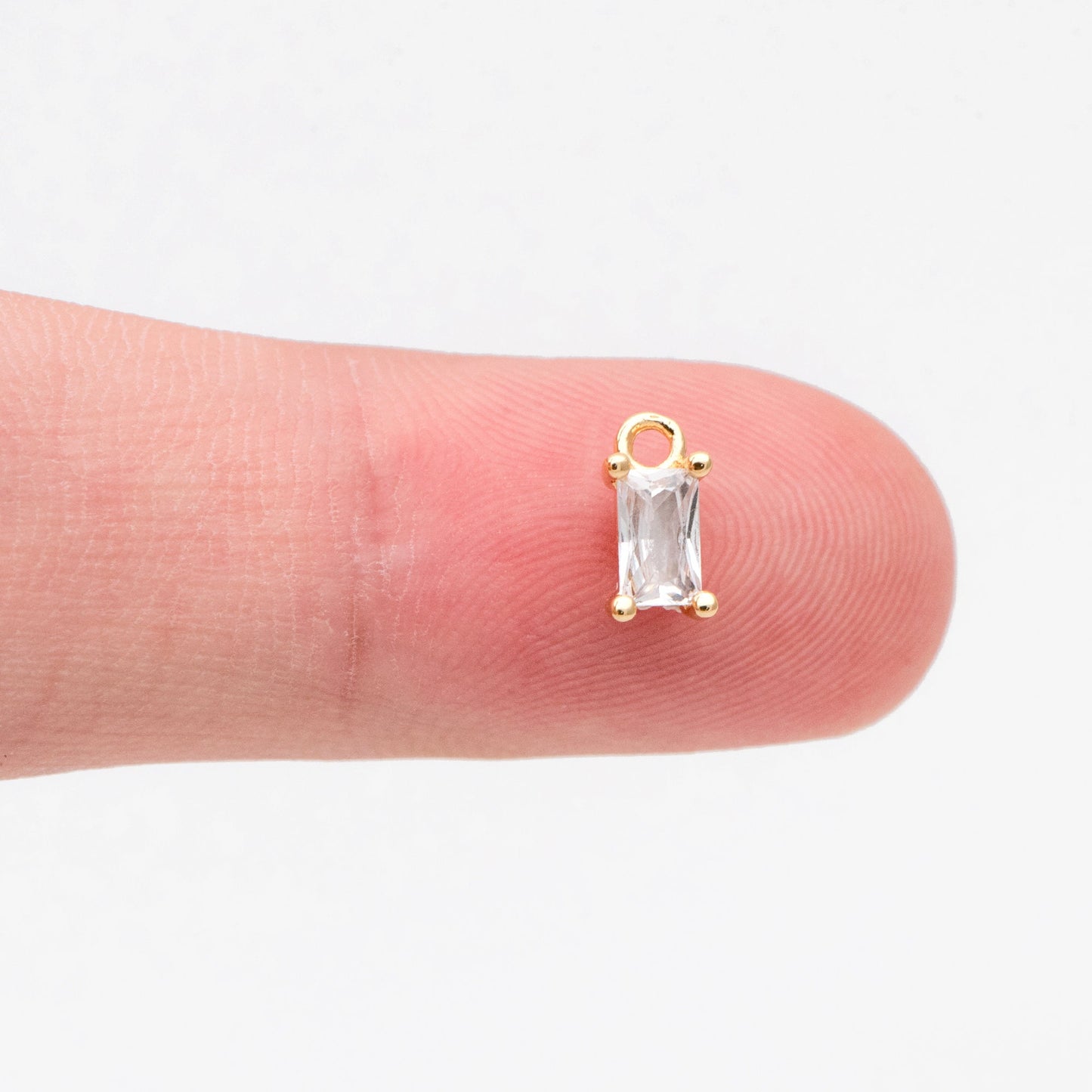 10pcs CZ Pave Gold Rectangle Charms 8x4mm, 18K Gold plated Brass Square Pendants (GB-4582-G)