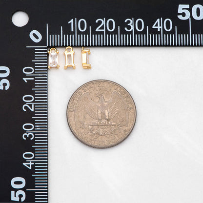 10pcs CZ Pave Gold Rectangle Charms 8x4mm, 18K Gold plated Brass Square Pendants (GB-4582-G)