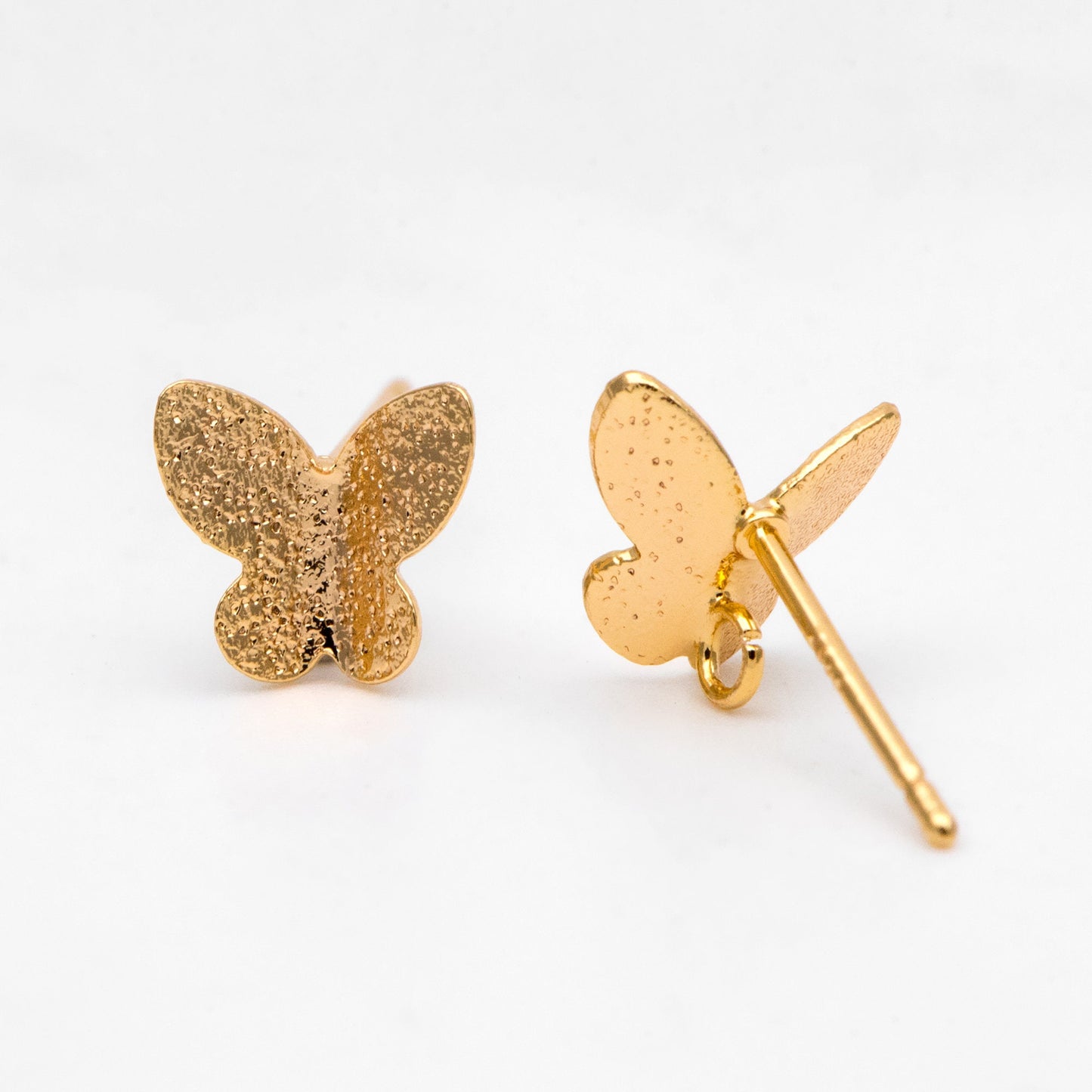 10pcs Gold Butterfly Stud Earring with Loop, DIY Earring Components, Jewelry Making Supplies (GB-3201)