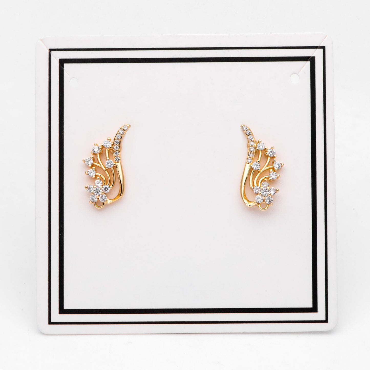 4pcs CZ Pave Gold Filigree Wing Ear post, Dianty Ear Studs, Jewelry Supplies (GB-3221)