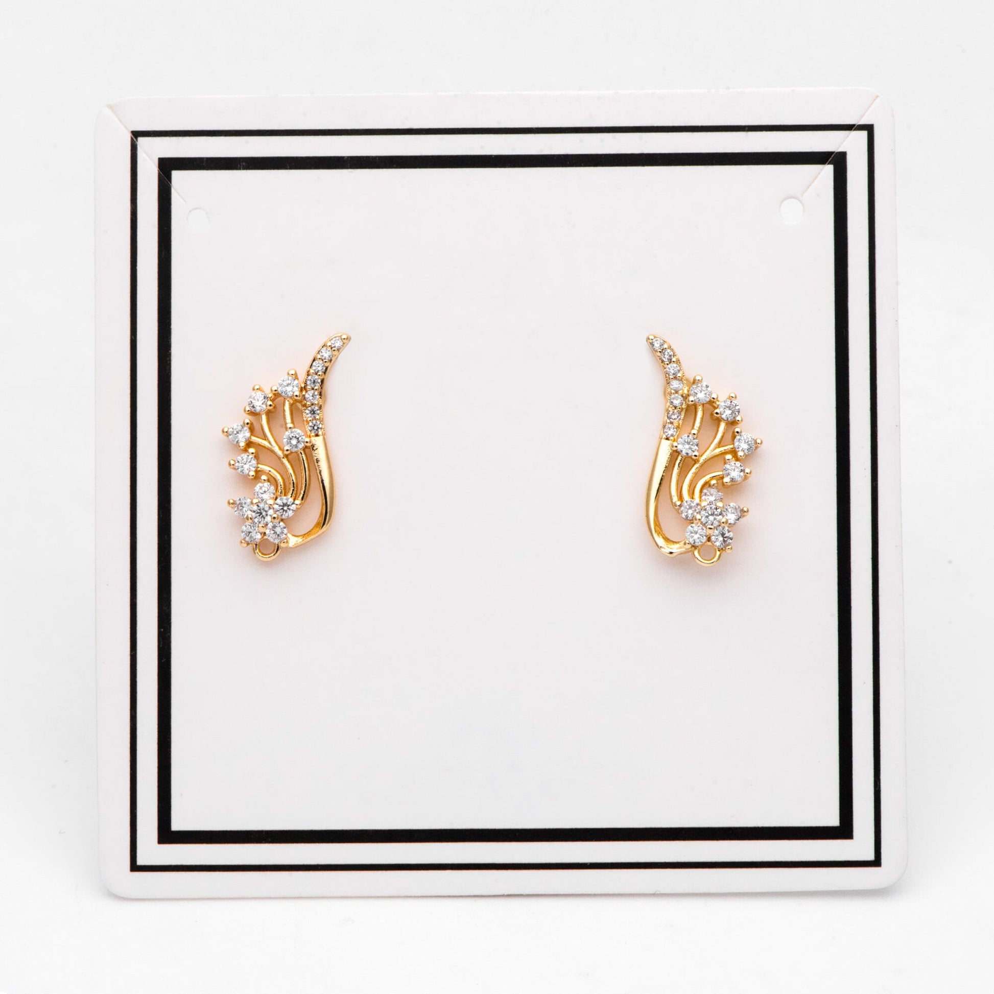 4pcs CZ Pave Gold Filigree Wing Ear post, Dianty Ear Studs, Jewelry Supplies (GB-3221)
