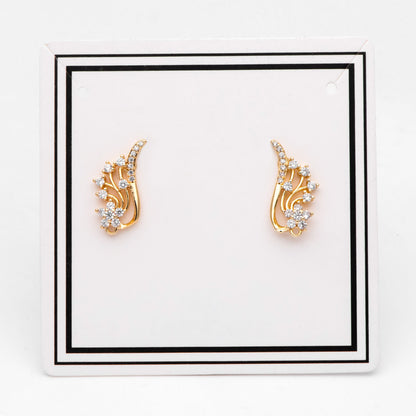 4pcs CZ Pave Gold Filigree Wing Ear post, Dianty Ear Studs, Jewelry Supplies (GB-3221)