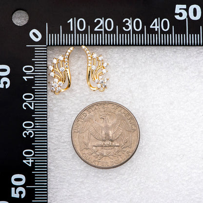 4pcs CZ Pave Gold Filigree Wing Ear post, Dianty Ear Studs, Jewelry Supplies (GB-3221)