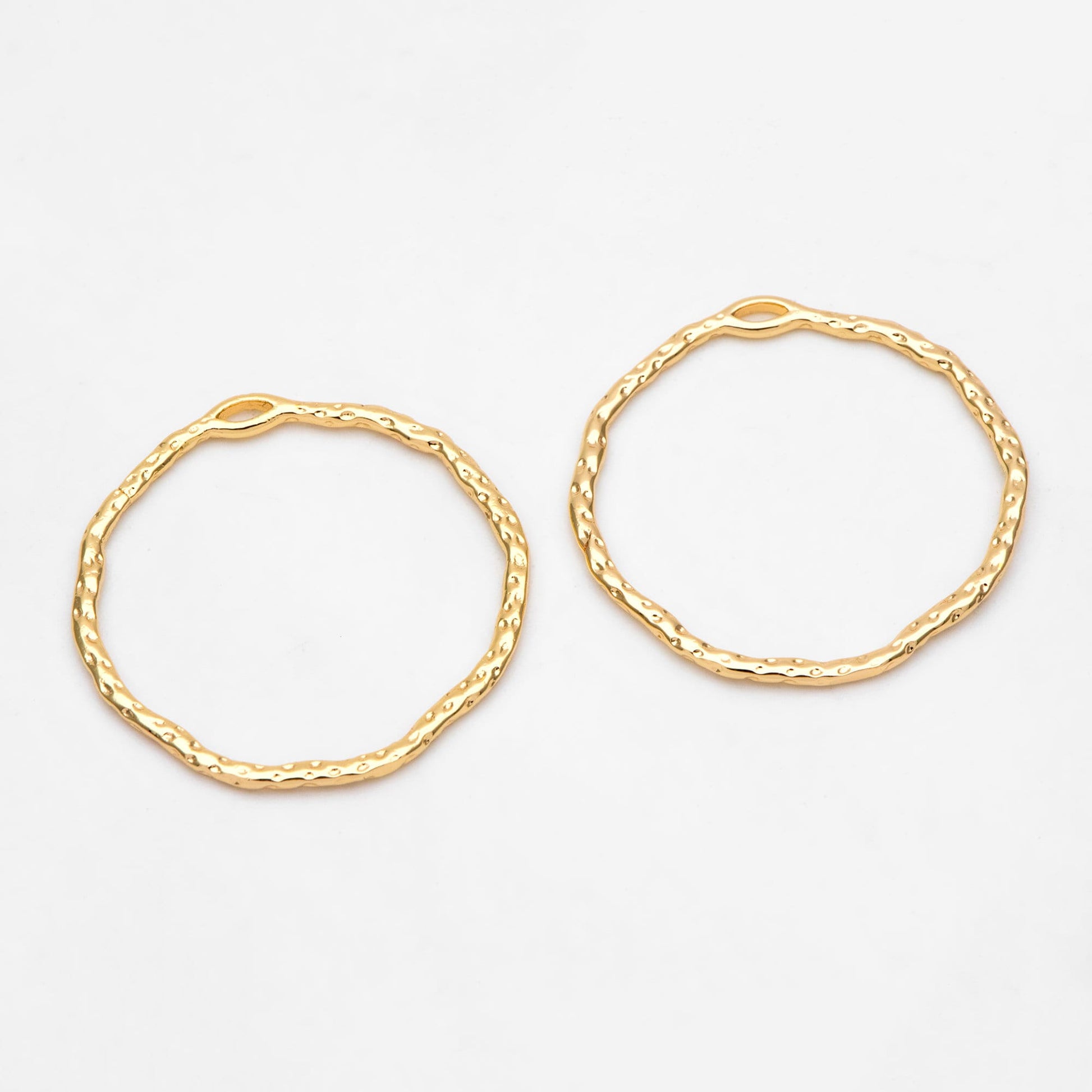 10pcs Gold Irregular Hoop Charms, 18K Gold plated Brass, Geometric Circle Pendants 32x30mm (GB-2750-F)