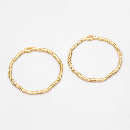 10pcs Gold Irregular Hoop Charms, 18K Gold plated Brass, Geometric Circle Pendants 32x30mm (GB-2750-F)