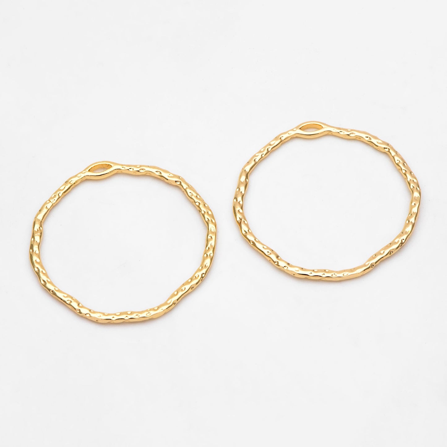 10pcs Gold Irregular Hoop Charms, 18K Gold plated Brass, Geometric Circle Pendants 32x30mm (GB-2750-F)