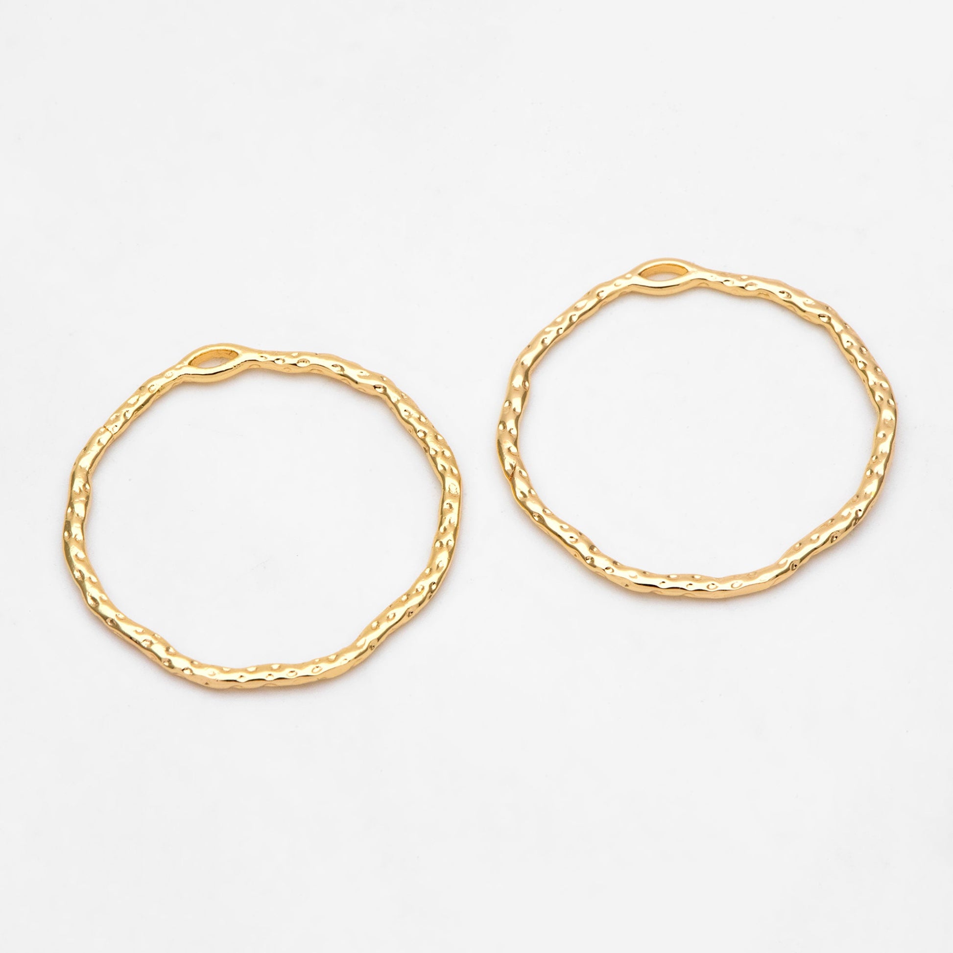 10pcs Gold Irregular Hoop Charms, 18K Gold plated Brass, Geometric Circle Pendants 32x30mm (GB-2750-F)
