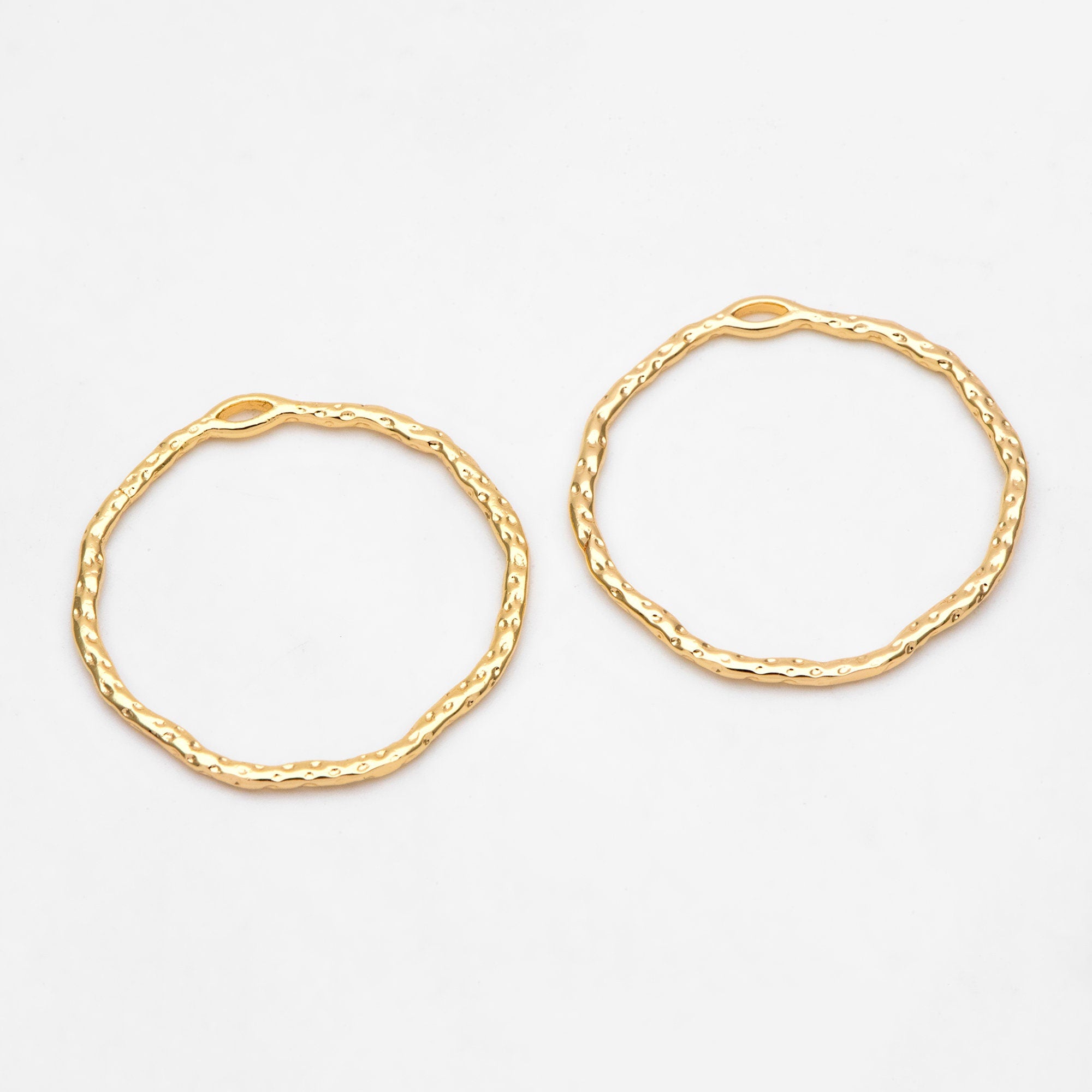 10pcs Gold Irregular Hoop Charms, 18K Gold plated Brass, Geometric Circle Pendants 32x30mm (GB-2750-F)