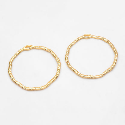 10pcs Gold Irregular Hoop Charms, 18K Gold plated Brass, Geometric Circle Pendants 32x30mm (GB-2750-F)