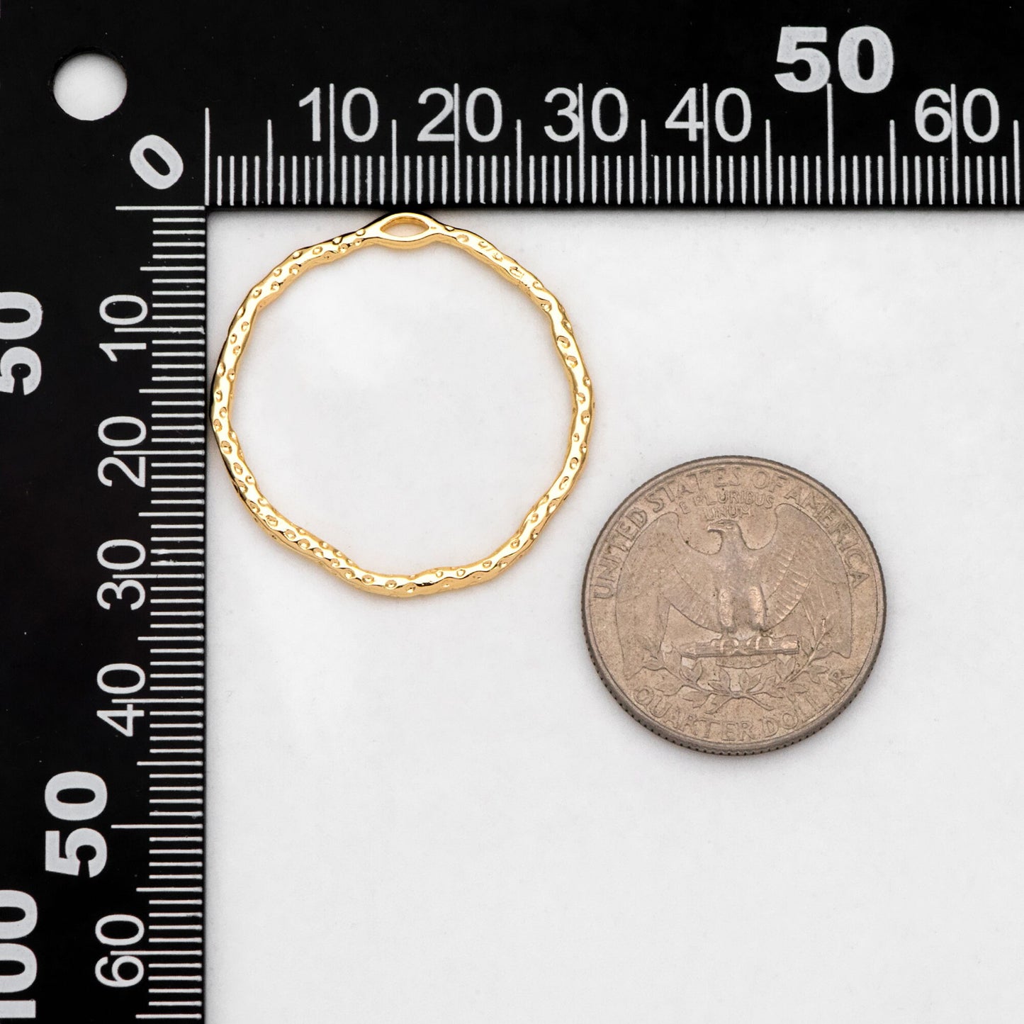 10pcs Gold Irregular Hoop Charms, 18K Gold plated Brass, Geometric Circle Pendants 32x30mm (GB-2750-F)