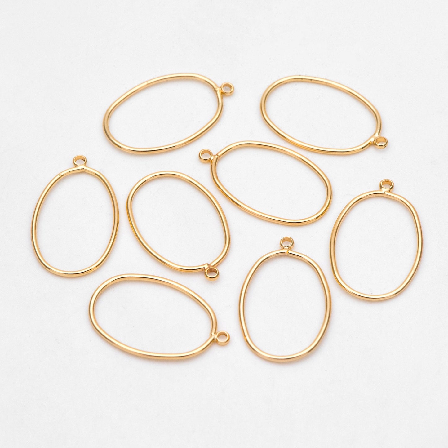 10pcs Gold Oval Link Charms 20x12mm, 18K Gold plated Brass, Geometric Hoop Pendants (GB-368-J)