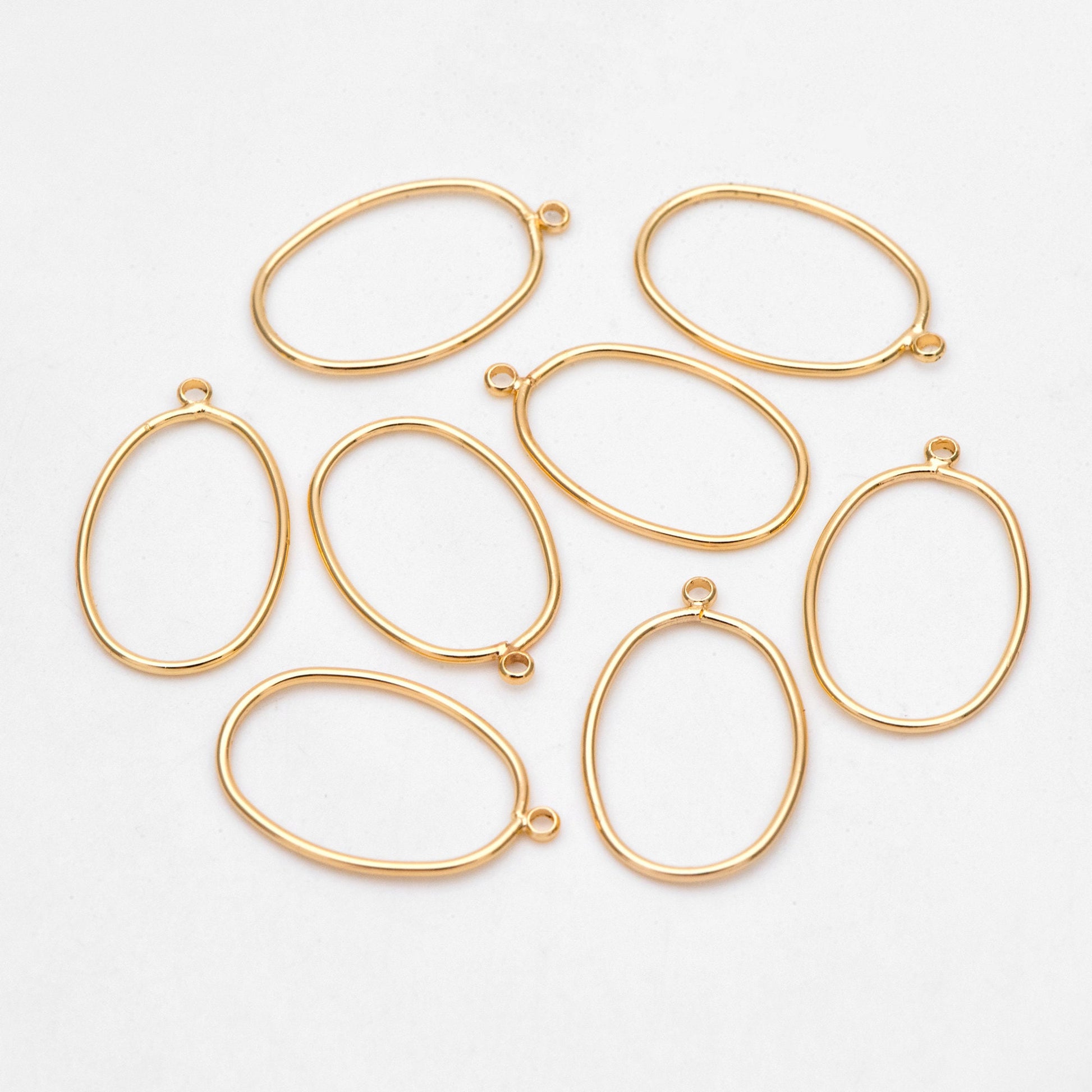 10pcs Gold Oval Link Charms 20x12mm, 18K Gold plated Brass, Geometric Hoop Pendants (GB-368-J)