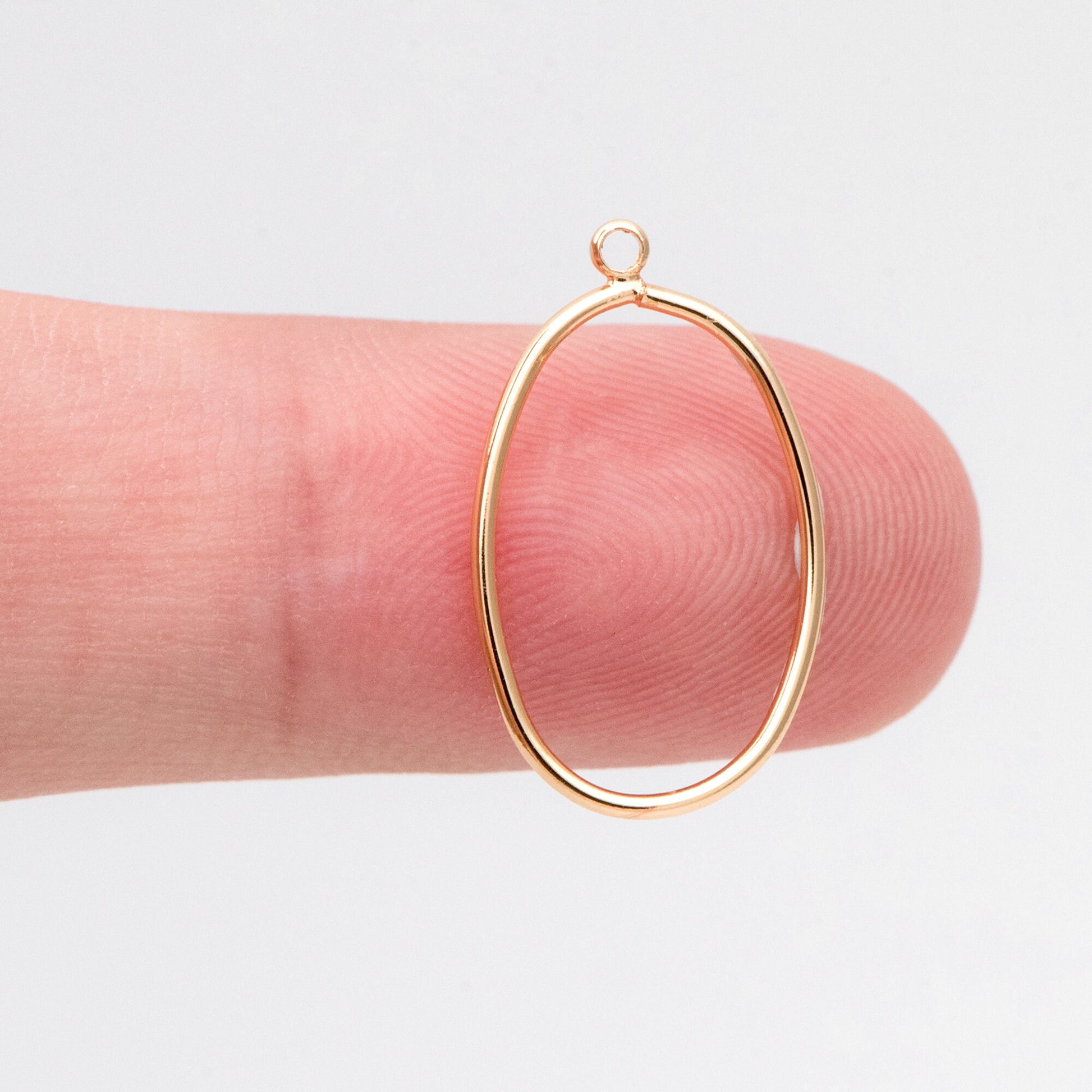 10pcs Gold Oval Link Charms 20x12mm, 18K Gold plated Brass, Geometric Hoop Pendants (GB-368-J)