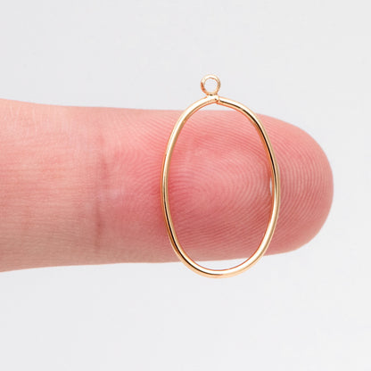 10pcs Gold Oval Link Charms 20x12mm, 18K Gold plated Brass, Geometric Hoop Pendants (GB-368-J)