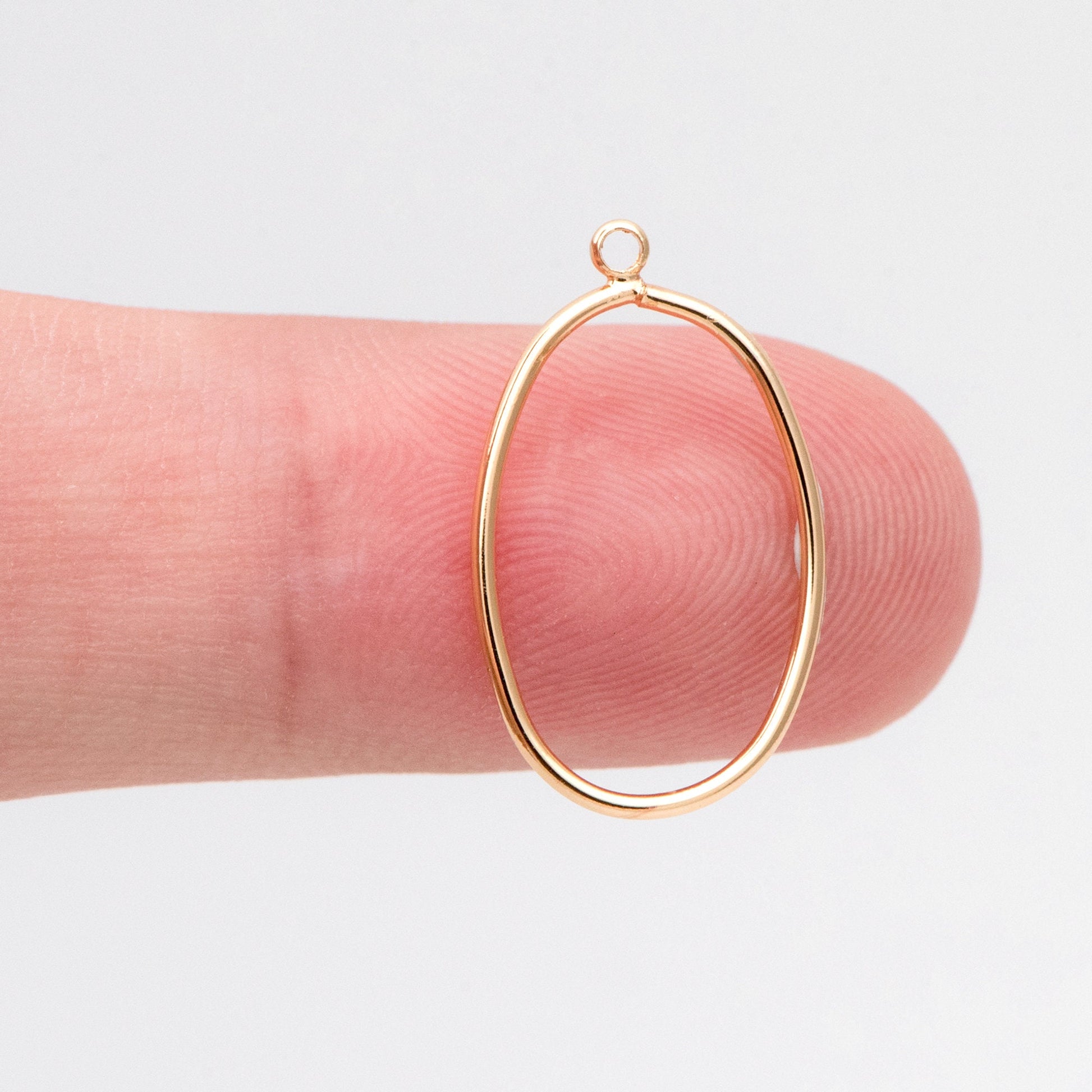 10pcs Gold Oval Link Charms 20x12mm, 18K Gold plated Brass, Geometric Hoop Pendants (GB-368-J)