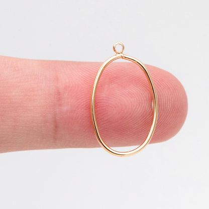 10pcs Gold Oval Link Charms 20x12mm, 18K Gold plated Brass, Geometric Hoop Pendants (GB-368-J)