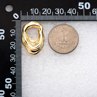 10pcs Gold Irregular Earring with Loop, 18K Gold plated Brass, melting Stud Earring Components (GB-3170)