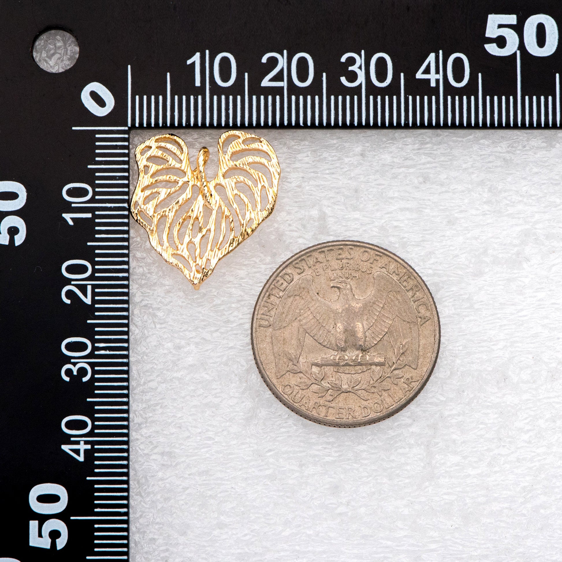 10pcs Gold Heart Leaf Earring, Filigree Earring, Earring Supplies (GB-3174)