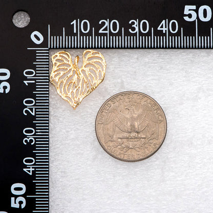 10pcs Gold Heart Leaf Earring, Filigree Earring, Earring Supplies (GB-3174)