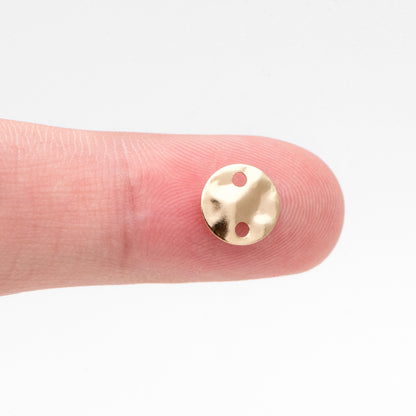 20pcs Gold Round Hammered Disc Connectors 8mm, Gold plated Brass Coin Disk Charms (GB-3176)