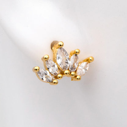 4pcs CZ Pave Leaf Earring, Flower Ear Posts, Dainty Earrings, Jewelry Making, Diy Material, Jewelry Supplies (GB-3243)