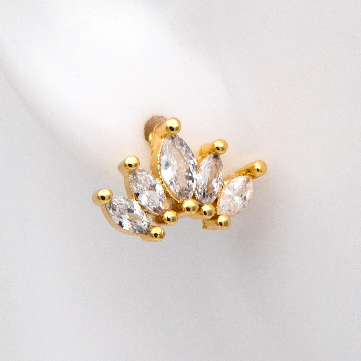 4pcs CZ Pave Leaf Earring, Flower Ear Posts, Dainty Earrings, Jewelry Making, Diy Material, Jewelry Supplies (GB-3369-A)