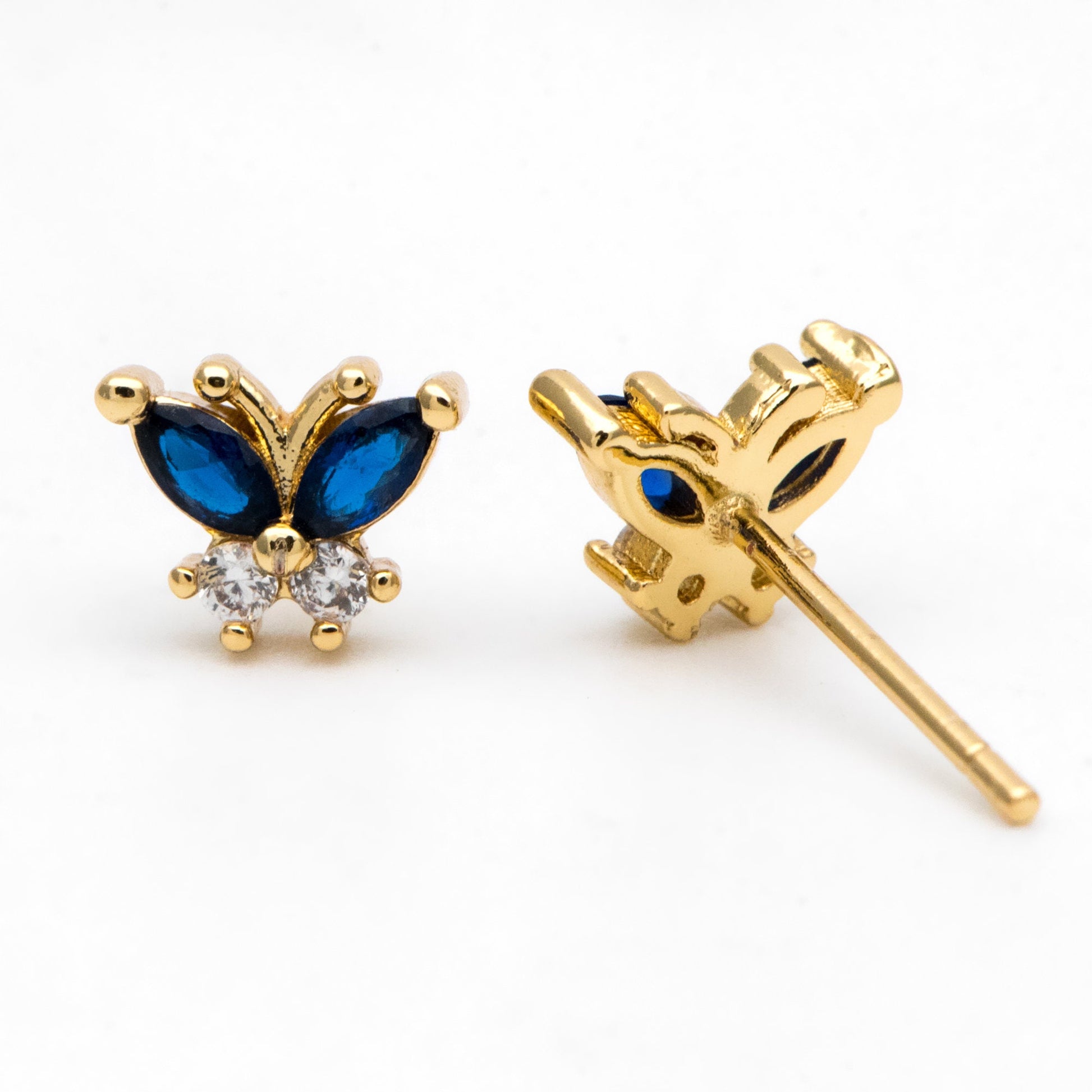 4pcs CZ Pave Gold Butterfly Ear post, Dianty Butterfly Ear Studs, Jewelry Supplies (GB-3259)