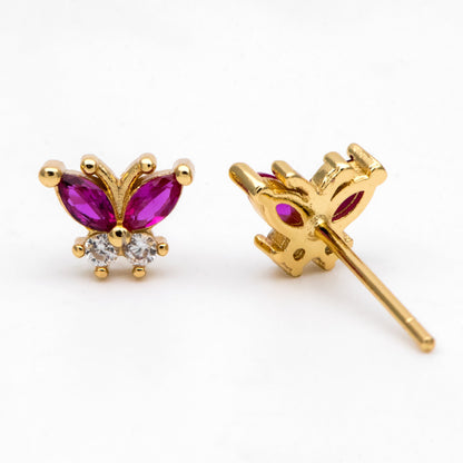 4pcs CZ Pave Gold Butterfly Ear post, Dianty Butterfly Ear Studs, Jewelry Supplies (GB-3259)
