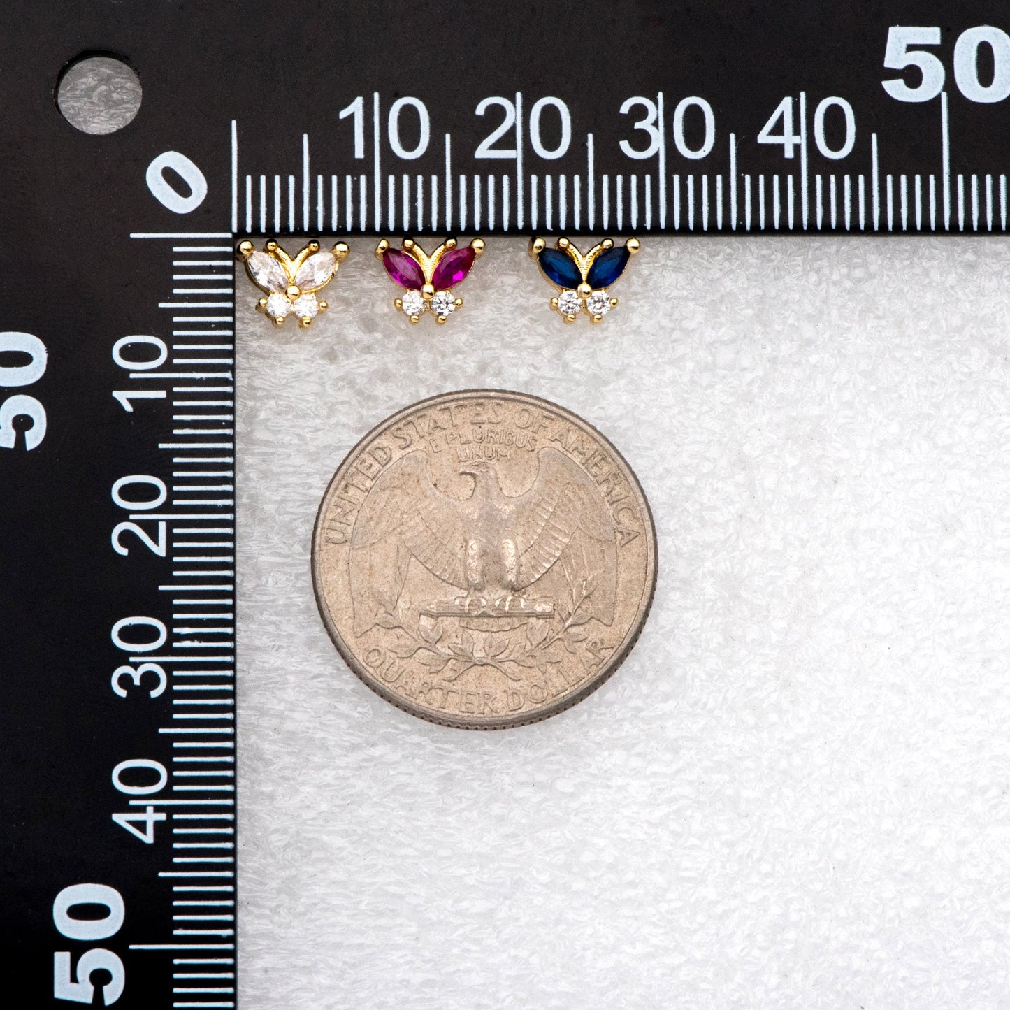 4pcs CZ Pave Gold Butterfly Ear post, Dianty Butterfly Ear Studs, Jewelry Supplies (GB-3259)