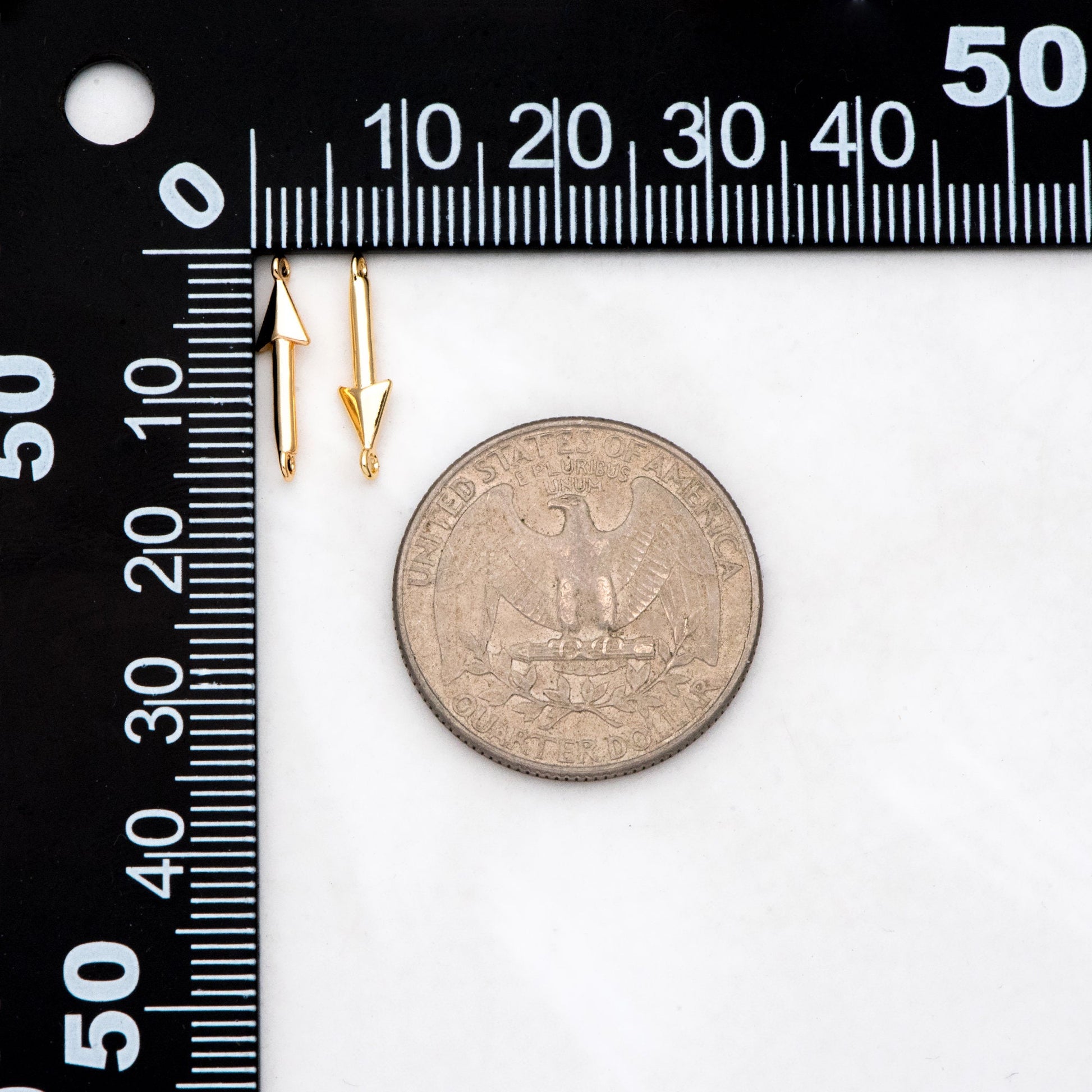 10pcs Gold Arrow Charms 15mm, Real Gold plated Brass, Arrow Pendant Connectors(GB-3266)