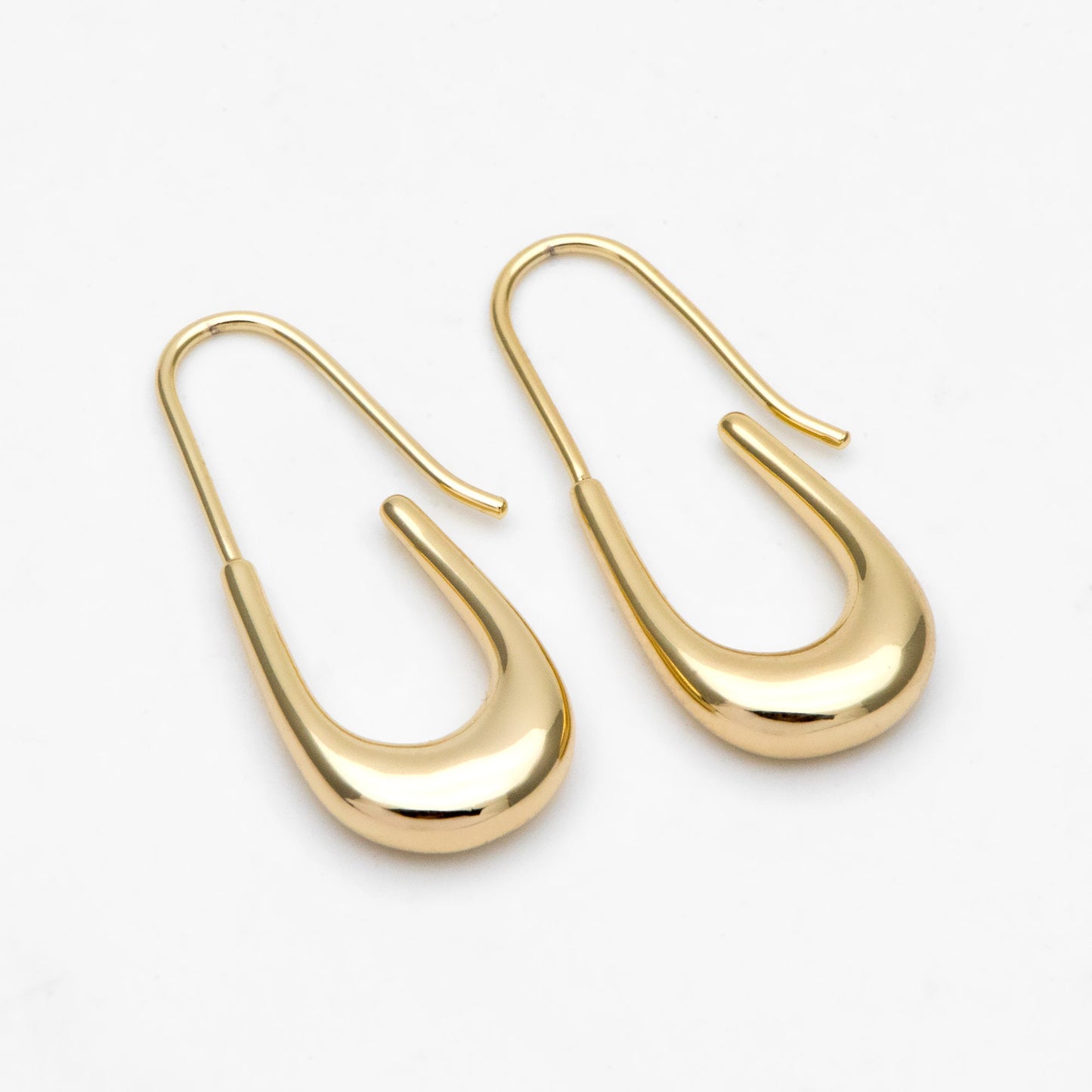 4pcs 14K Gold plated Brass Earring 32x12mm, Simple Earwires Earring Components (GB-3123)