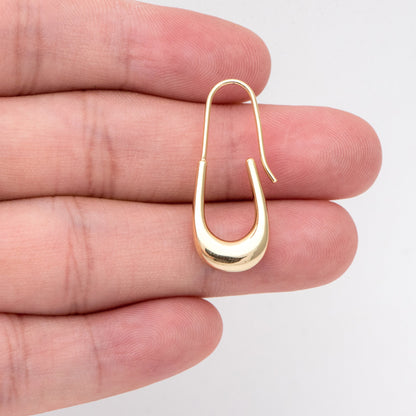 4pcs 14K Gold plated Brass Earring 32x12mm, Simple Earwires Earring Components (GB-3123)