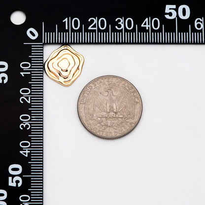10pcs Gold Wavy Disc Charms, 18K Gold plated Brass, Irregular Rhombus Pendants (GB-1404-A)