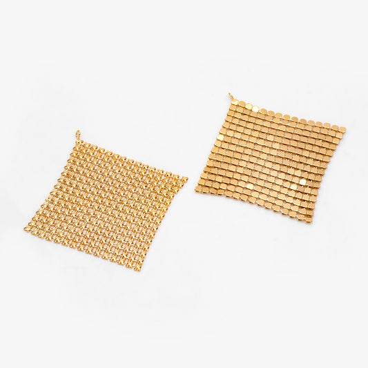 4pcs Gold/ Silver Tone Square Mesh Drop Charms 65mm, Metal Dangle Dangly Flowy Lightweight Earring Charm (GB-3142)